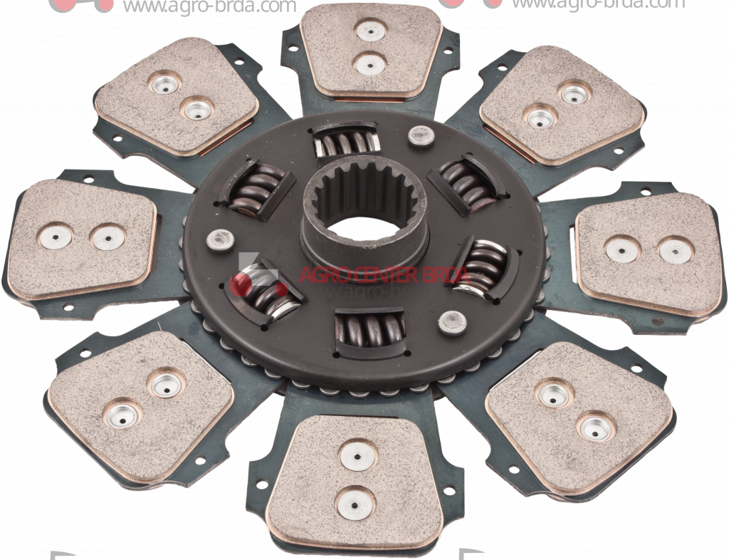 PTO plate with 8 vanes 69x77x4 in metal-ceramic and with tension springs Ø 352 sintered 45x50 - Z.18