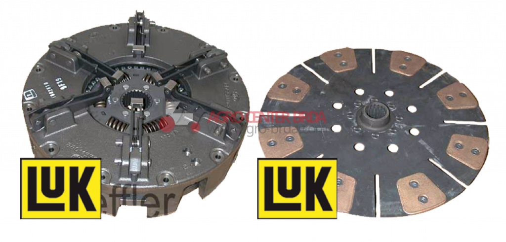 Double clutch kit with driving plate and PTO in sintered material - Plate Ø 350 mm