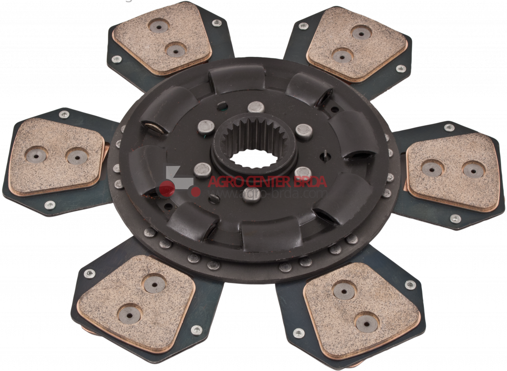 Central plate in metal-ceramic with 6 vanes and tension springs Ø310 sintered 40x36.5 - 24 grooves