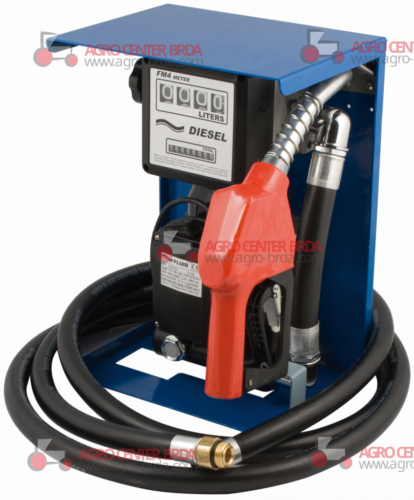 220 V PORTABLE OR WALL-MOUNTED DIESEL FUEL PUMP KIT WITH RAIN SHIELD AND AUTOMATIC NOZZLE