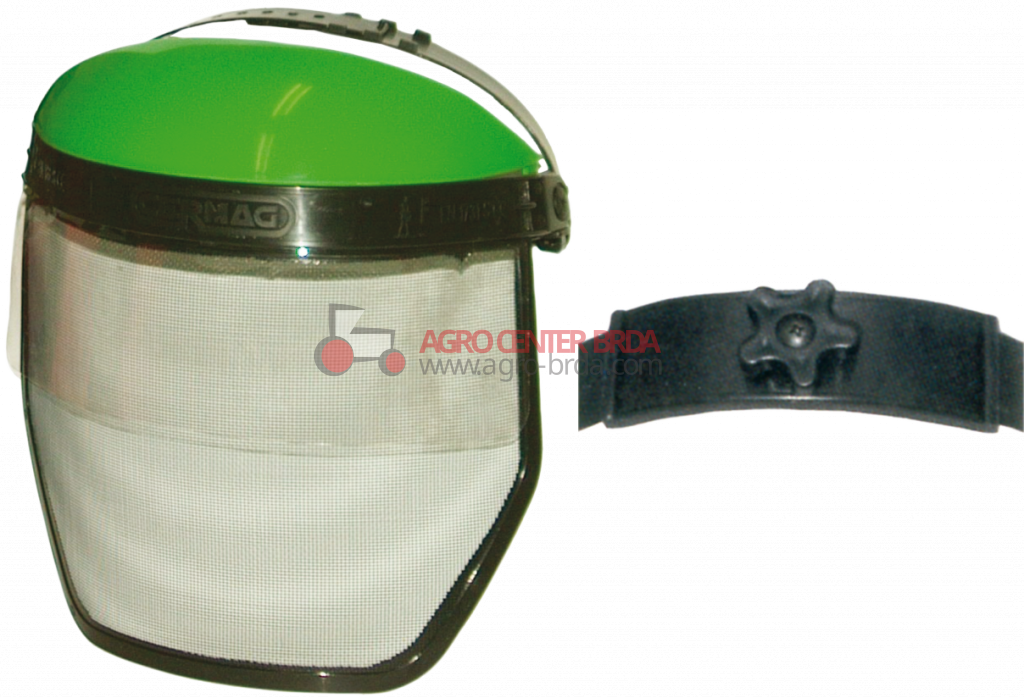 VISOR IN NON-REFLECTING METAL GAUZE AND POLYCARBONATE WITH PROTECTIVE TOP AND ADJUSTER KNOB