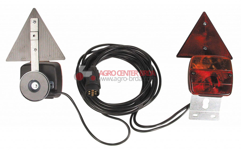 COMPLETE LIGHTS KIT, TRIANGULAR CATADIOPTRES AND CABLE WITH TAP, ASSEMBLED ON MAGNETIC STAND