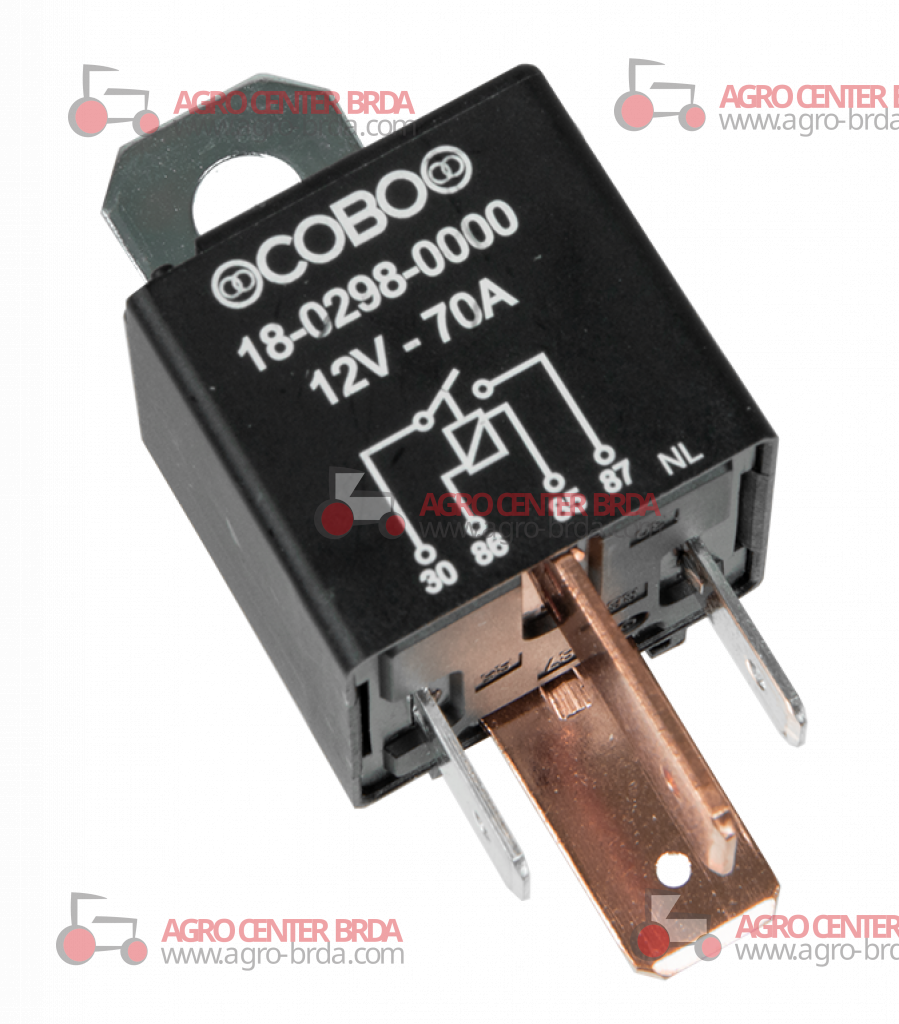 Relay On-Off 12V-70A with 9mm ends and fixing bracket