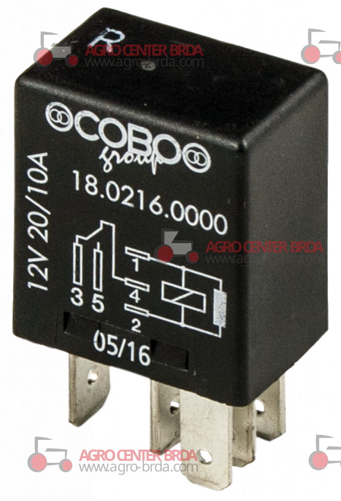 Micro relay with exchange On-on 5 pins 12V – 15/25A with resistor