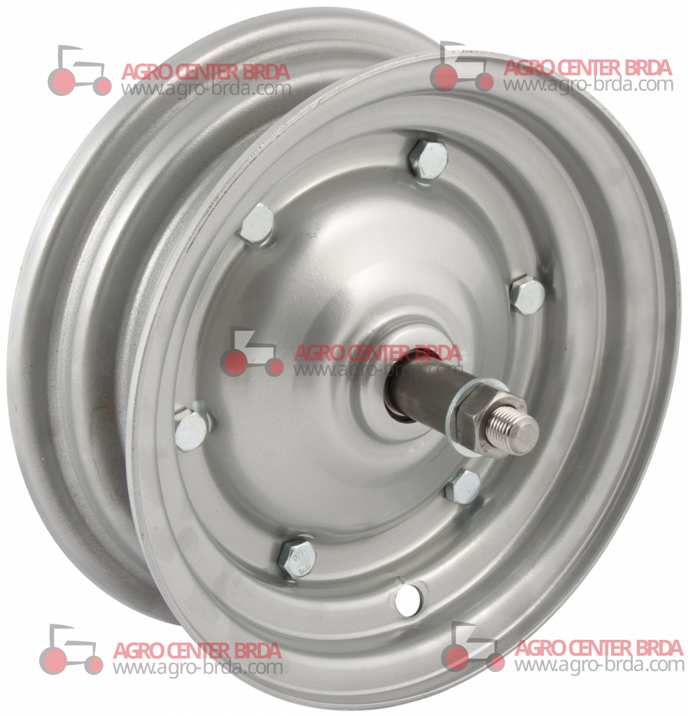 COMPLETE WHEEL, RIMS WITH AXLE ON BALL BEARINGS