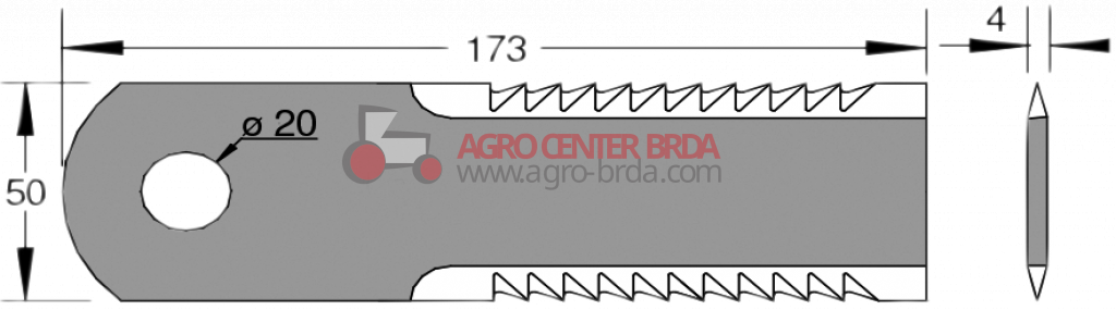 coltello 173x50x4  d.20 dentato    