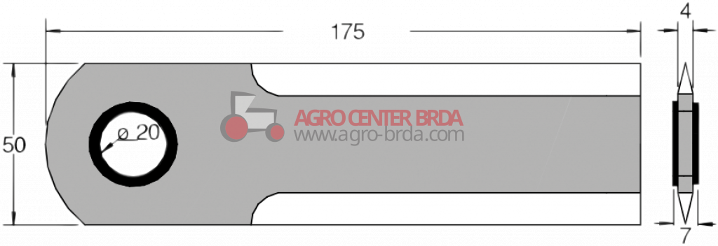 coltello 175x50x4 d.20 lis + boccol