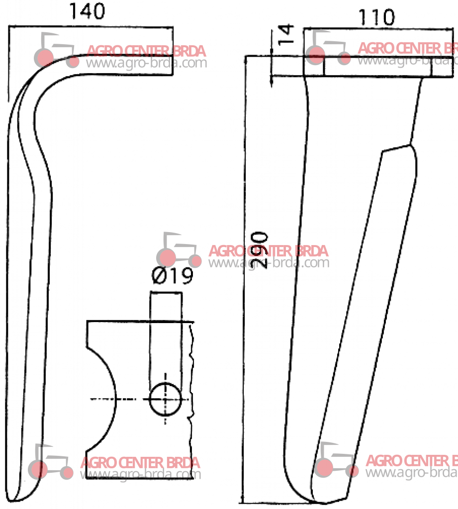 Tine for power harrows - Quick attachment