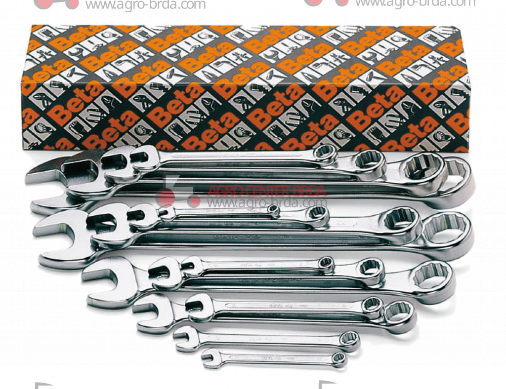 Set of 17 combination wrenches bright crome plated