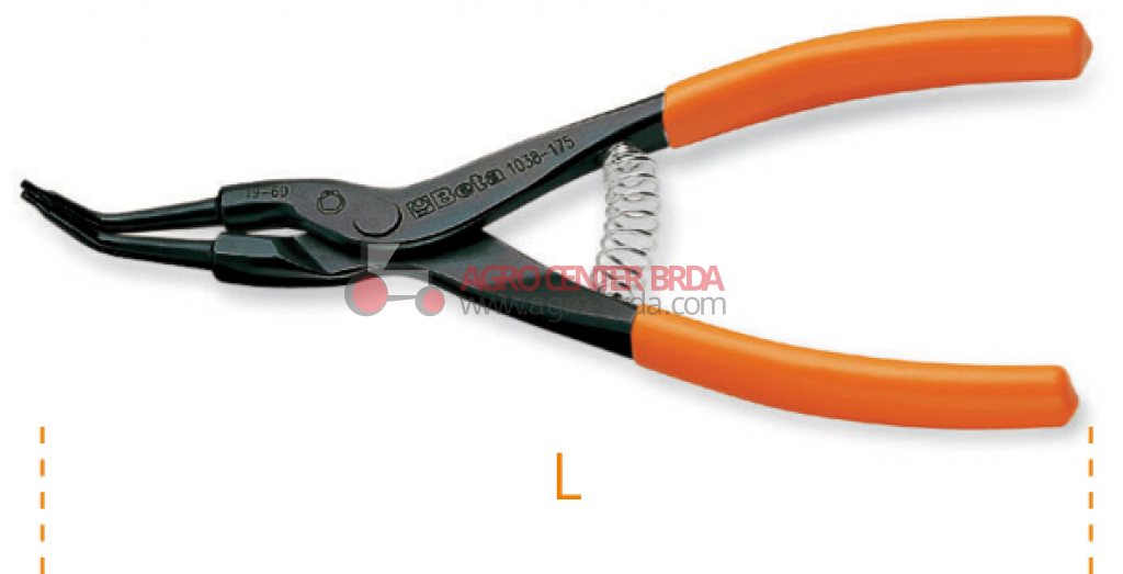45° ANGLED long nose pliers for safety spring rings for SHAFTS, PVC covered handles