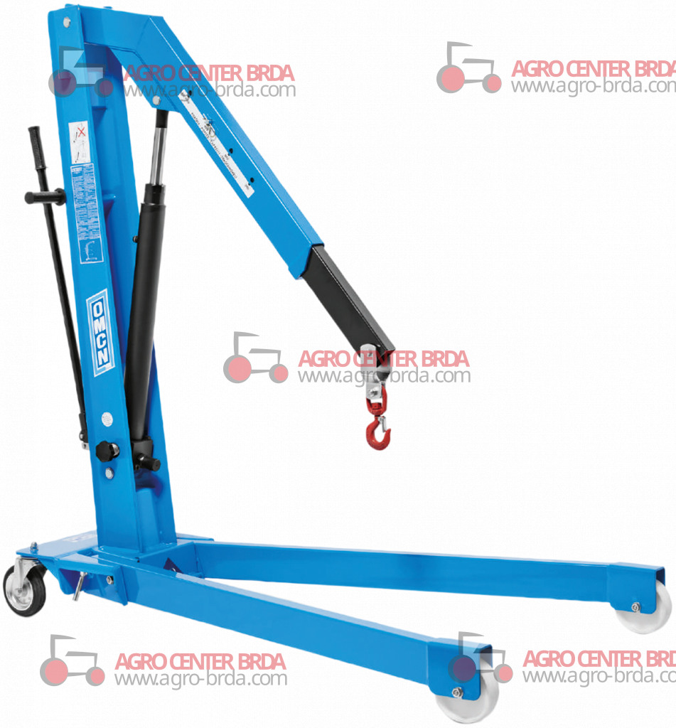 Hydraulic crane with folding trolley