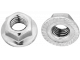 Hex nut with knurled flange