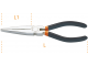 extra-long flat straight knurled-nose pliers, handles coated with 2 layers of non-slip PVC