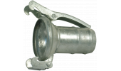 GALVANIZED FEMALE HALF-COUPLING WITH SLEEVE FOR RUBBER HOSE WITH 2 HOOKS