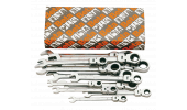 Set of 13 swivel-end ratcheting combination wrenches