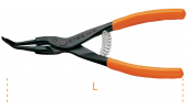 90° ANGLED long nose pliers for safety spring rings for SHAFTS, PVC covered handles
